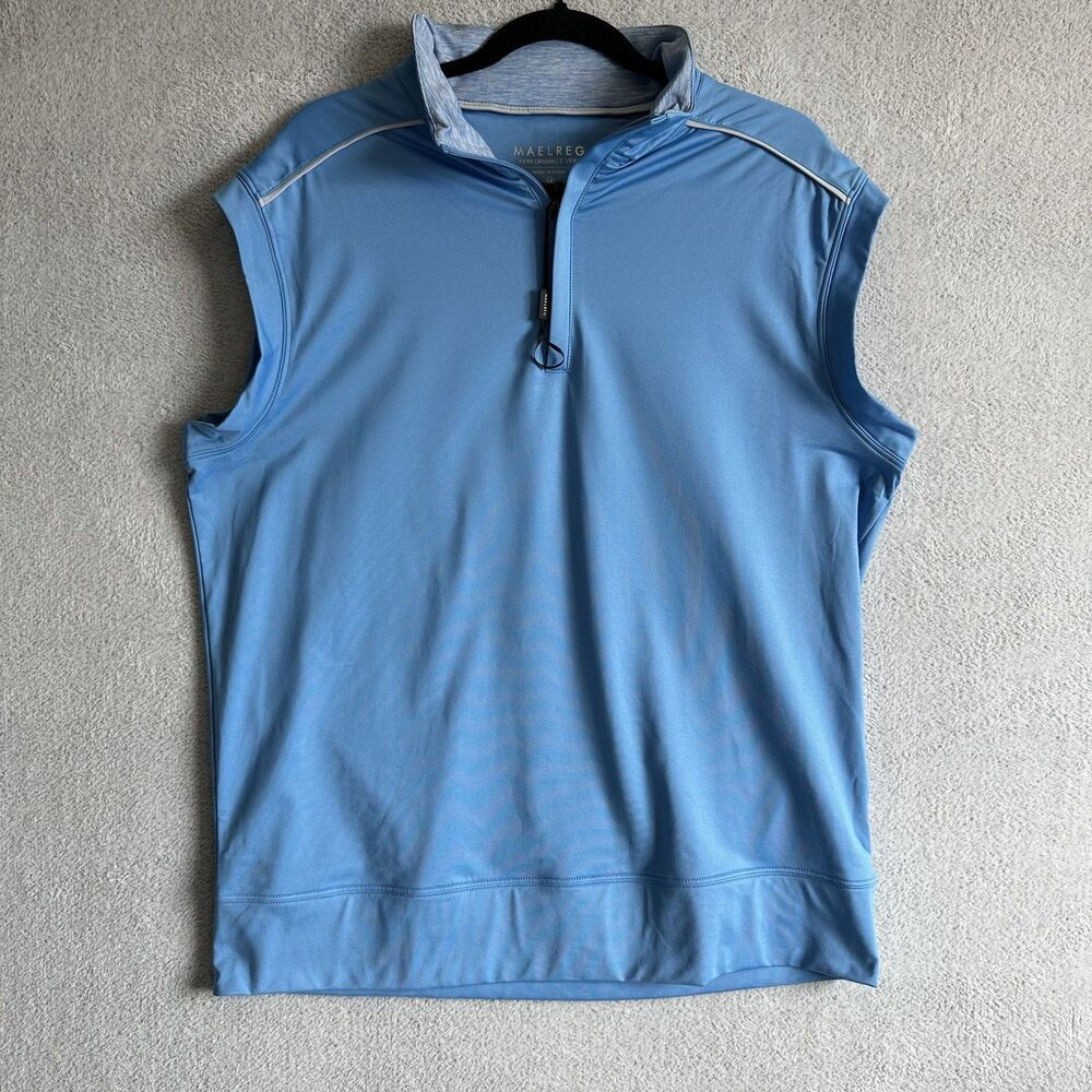 Maelreg Men’s M Blue Pullover 1/4 Zip Golf Performance Vest Moisture Wicking NEW